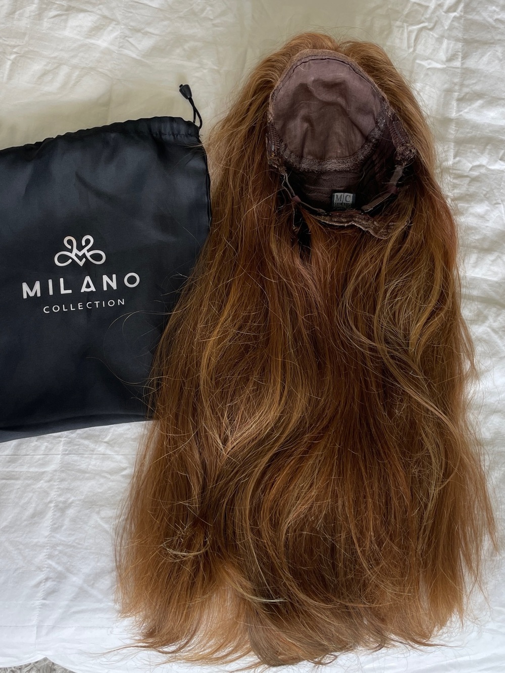 Milano Collection Human Hair Long Natural Copper Brown Wig - Women Hair 25”